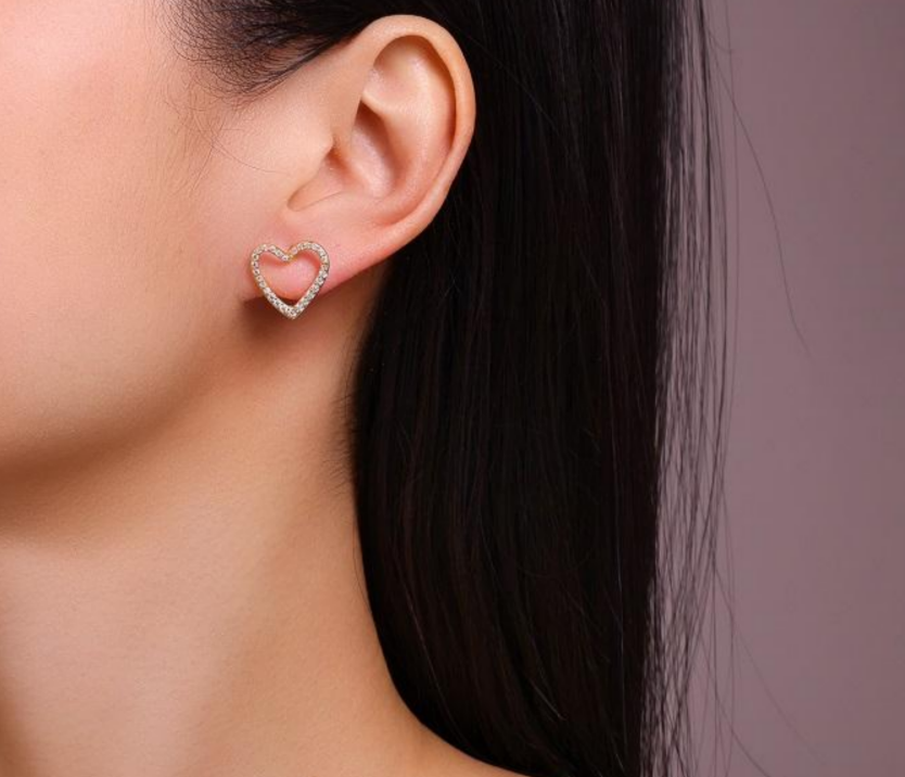 Aretes Corazon Oro 18k