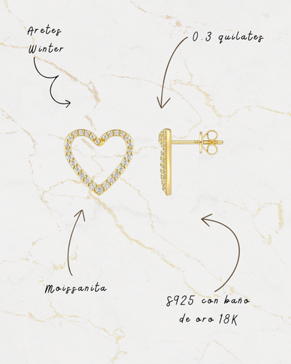 Aretes Corazon Oro 18k