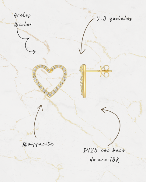 Aretes Corazon Oro 18k