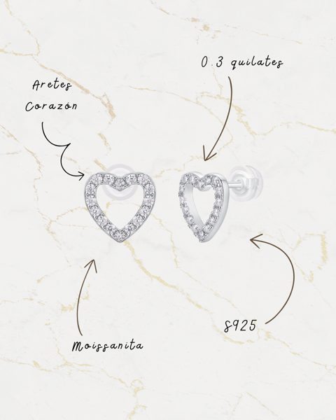 Aretes Corazon S925 0.3 Carat